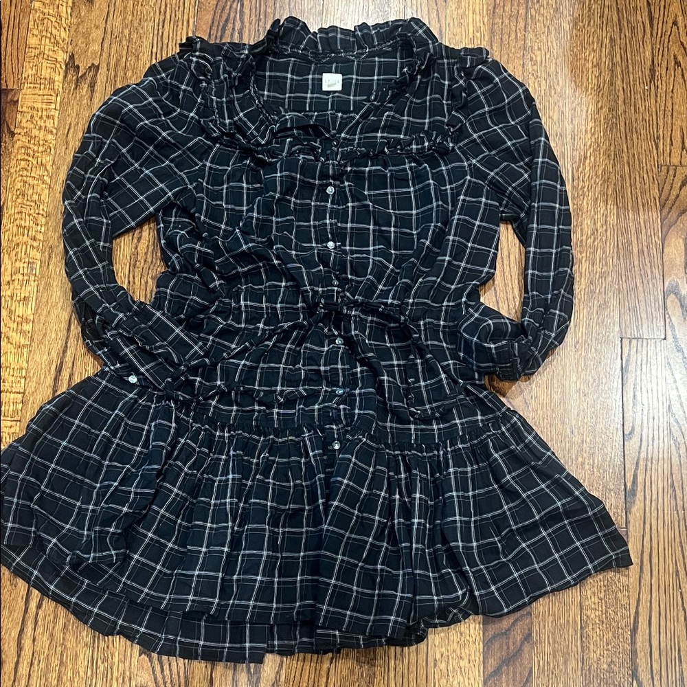 Rebecca Taylor Black Plaid Button-Front Dress